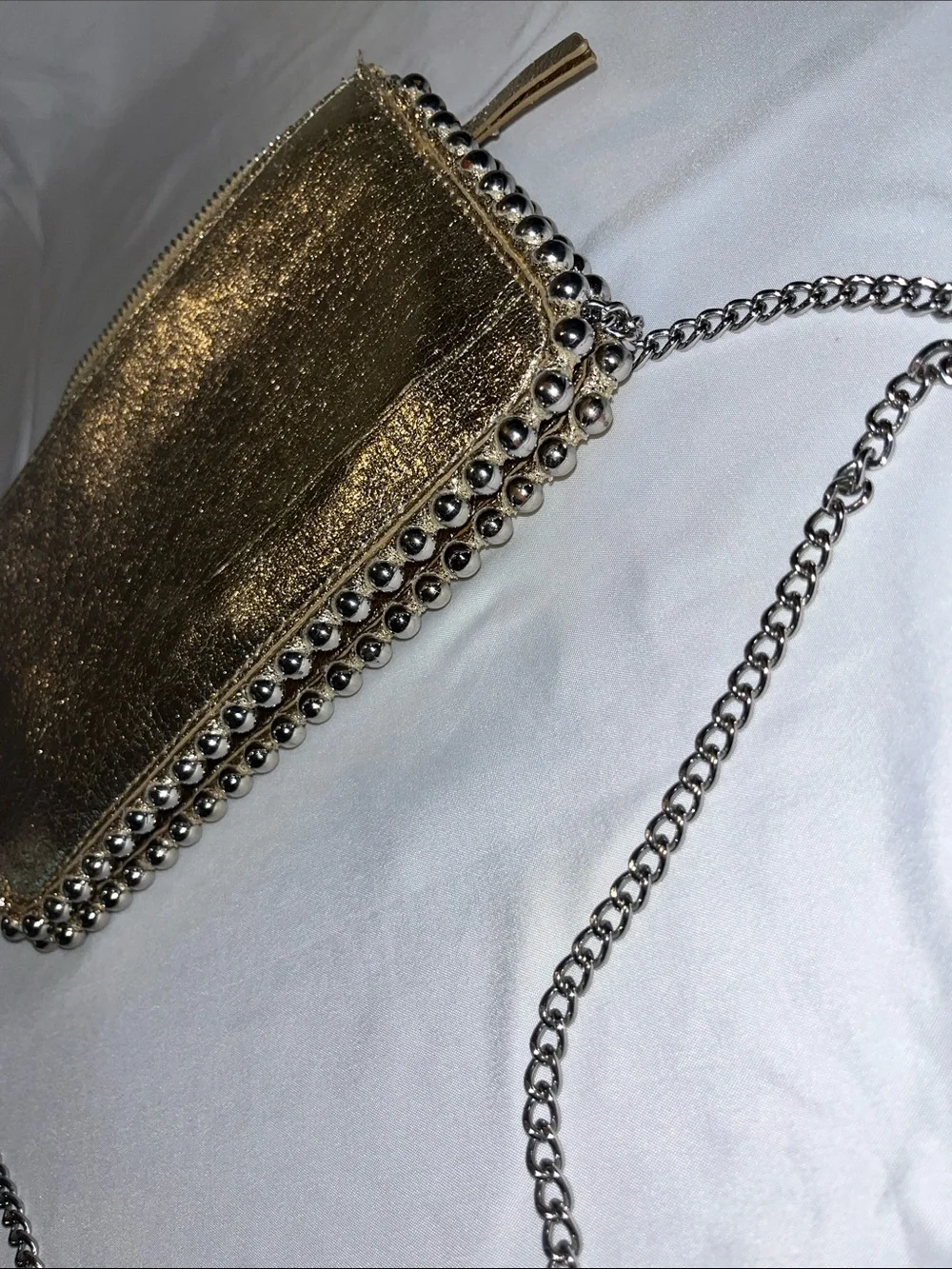 Zara Gold Metallic Chain Shoulder Crossbody Bag